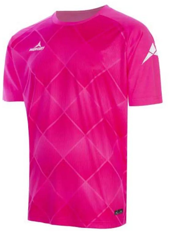 Roze sportshirt met korte mouwen van Mercury Equipment met ruitpatroon en logo.