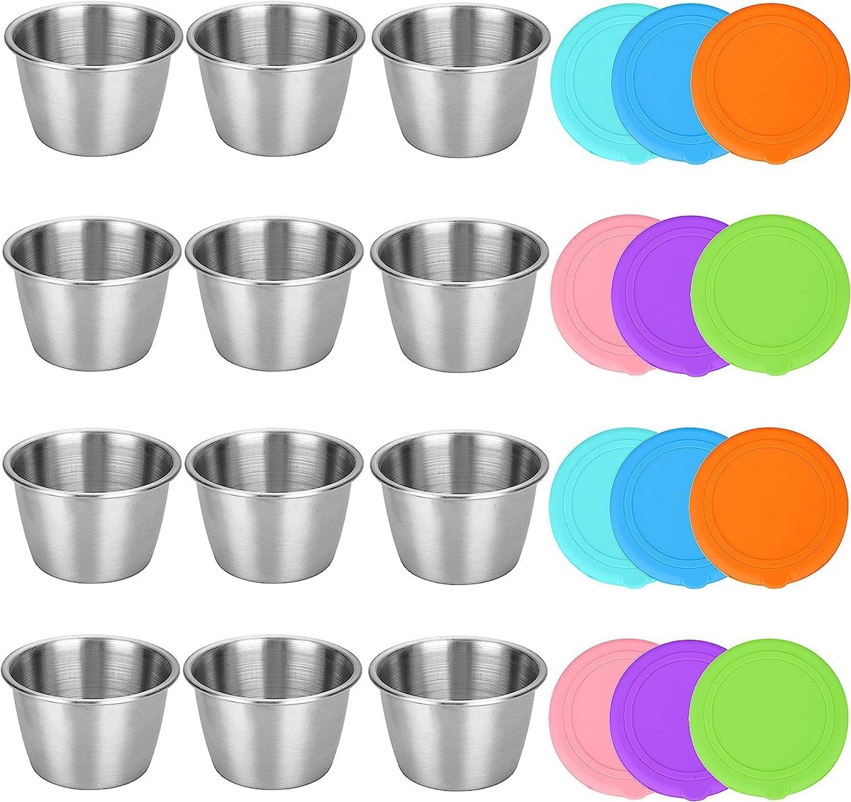 12 stuks roestvrijstalen sausbakjes 67ml met deksel - Lekvrije lunchbox accessoires