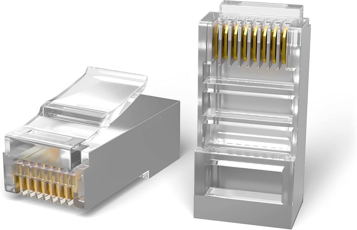 Mr Tronic Cat6 RJ45 Connectors | 100 Stuks RJ45 Stekkers - voor Internet- en Broadbandkabels | 8P8C RJ45 Ethernet Connector (Cat6 STP)