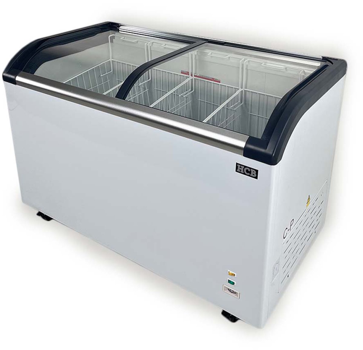 HCB® - Professionele Horeca vriezer - Vrieskist met glazen schuifdeksel - 355 liter - 230V - Diepvries koffer - 68x127x85 cm (DxBxH) - 67 kg - 8468