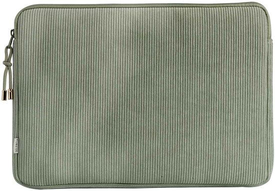 Selencia Corduroy Laptop Sleeve - Laptop Hoes geschikt voor 13 / 13.3 / 13.6 / 14 / 14.2 inch - Pistache Cream