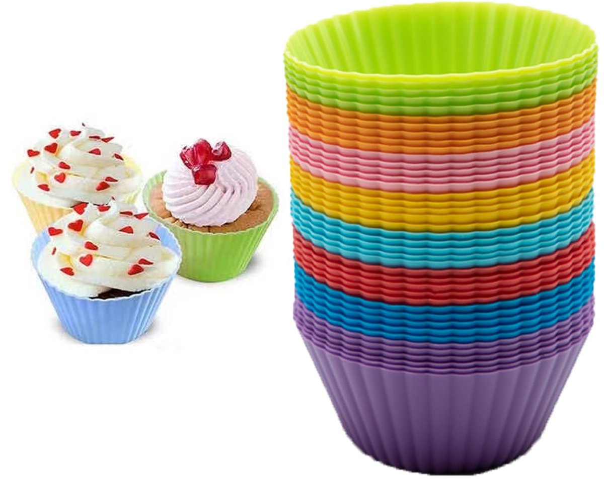 Unyqoos® Herbruikbare siliconen bakvormpjes voor muffins en cupcakes, set van 24 stuks