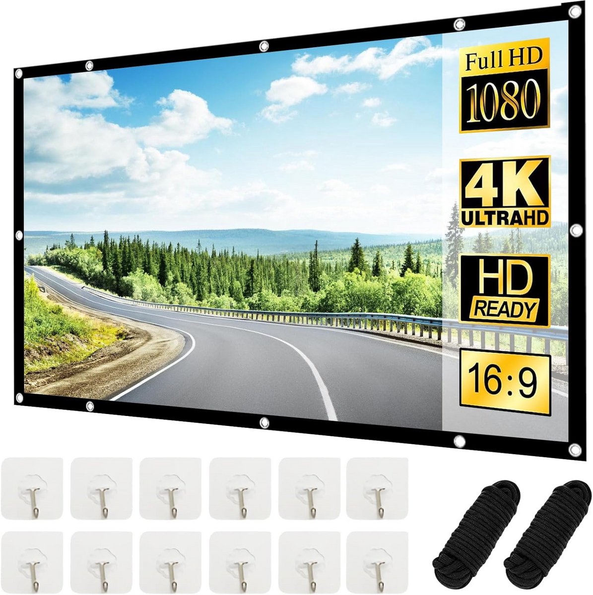 120 inch Vouwbaar Projectiescherm 16:9 HD Dubbelzijdig voor Binnen en Buiten