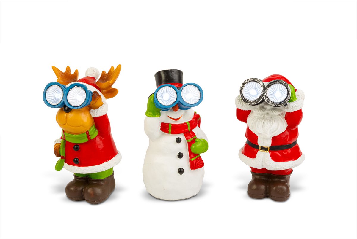 Solar Kerstdecoratie Met LED Verlichting – Koud Wit Licht – Sneeuwman Rendier Of Kerstman – Werkt Op Zonne-Energie – Voor Binnen En Buiten – Weerbestendig – 8 X 7,5 X 14 Cm – 3 Types Willekeurig 1 Stuks [59763]