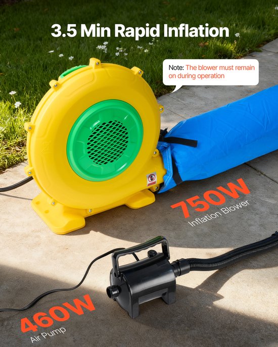 VEVOR Opblaasbare Spuitcabine 4 x 3 x 2,8 m, Spuitcabine Tent met 750 W Blower & Luchtfiltersysteem, Driehoekig Dak, PVC, Spuitverven voor Metalen Onderdelen van Motorvoertuigen van Vevor — afbeelding 3