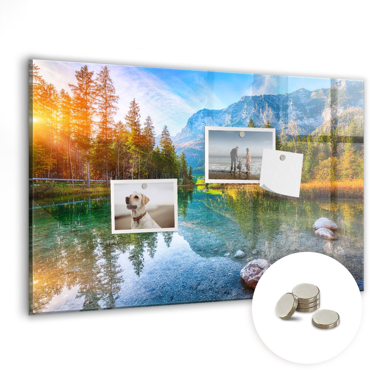 Coloray Magneetbord - Magneet Bord Riviergebergtelandschap - 60x40 cm - Veelkleurig Magneetbord - Memobord Keuken - Magnetisch Memobord Landschappen - Foto Magneetbord - Magneetbord Muur