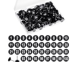 Punaise - 100 Stuks - Prikker - Push Pins - Genummerde Punaises -Duimspijkers met Nummer 1-100 voor thuis, school, kantoor,prikborden, kurkborden