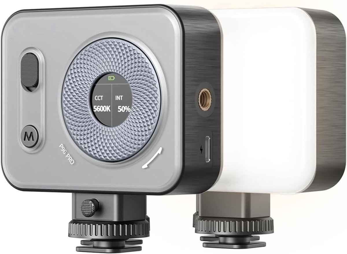 Spatwaterdichte LED Video Lamp voor Fotografie - Draagbare Camera Licht met Koud Schoen Bevestiging - CRI 95+ - Instelbare 2500-6500K Temperatuur - 5 Effecten - Vullicht voor Content Creators en Streaming - Zwart