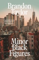 Boek 'Minor Black Figures' van Brandon Taylor, met een stadsgezicht van New York op de achtergrond.