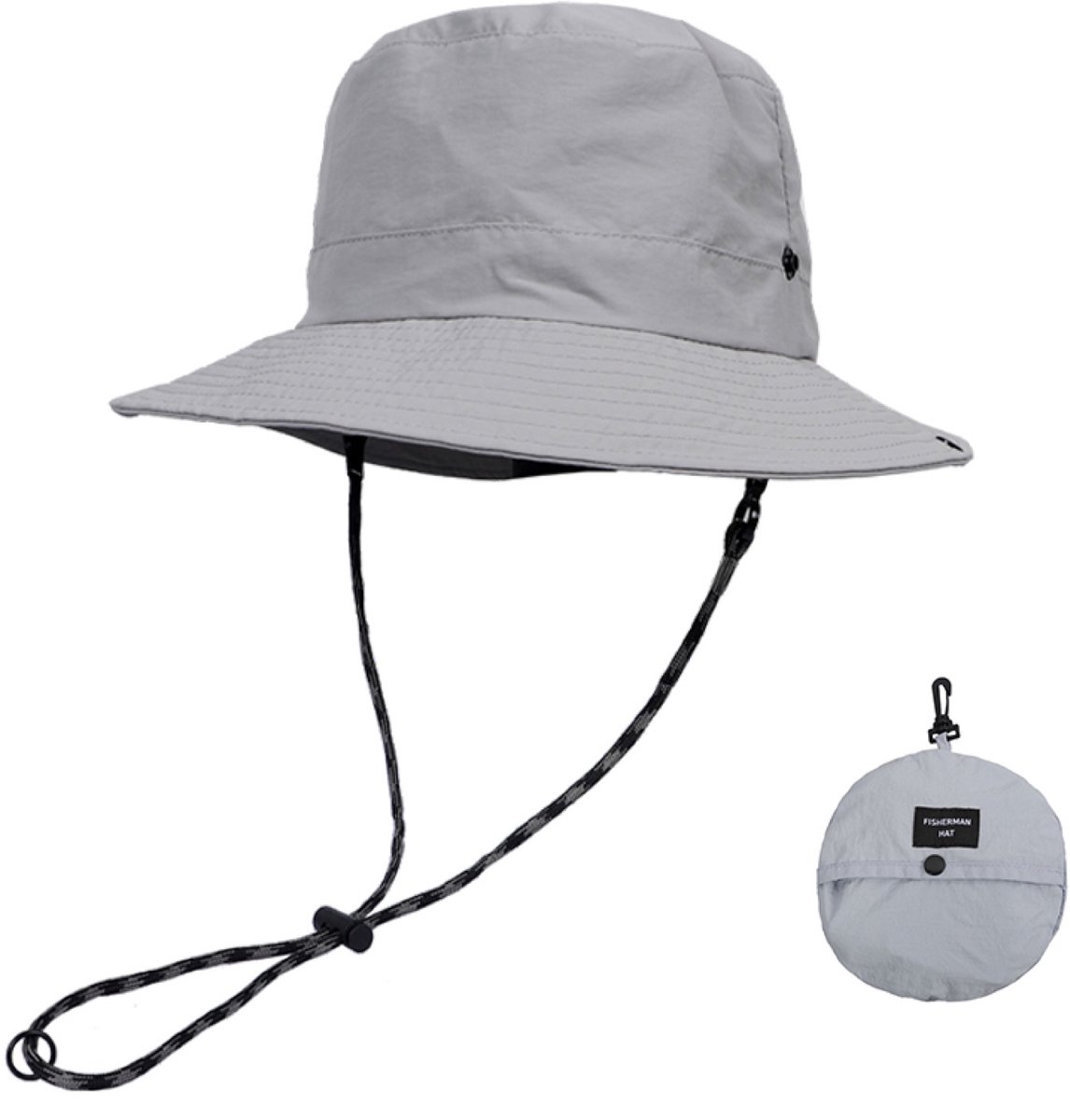 Bucket Hat Dames Heren, Zonnehoed, Cowboyhoed, One Size, Verstelbare Maat 52-58 cm - Grijs
