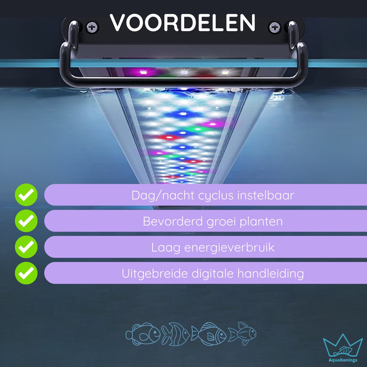 AquaKonings LED Aquariumlamp 60-75cm, dimbaar met timer thumbnail 2