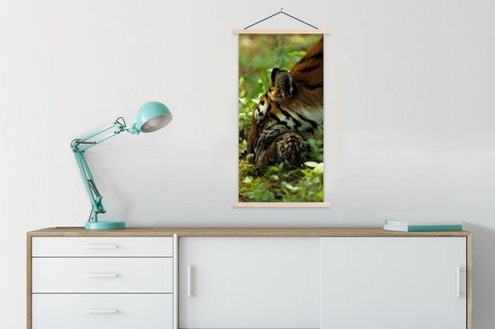 Porte-affiche avec affiche - Affiche scolaire - Tigre - Plantes - Ourson - 60x120 cm - Lattes vierges