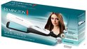 Emballage du fer à lisser Remington Shine Therapy avec une femme aux cheveux longs.