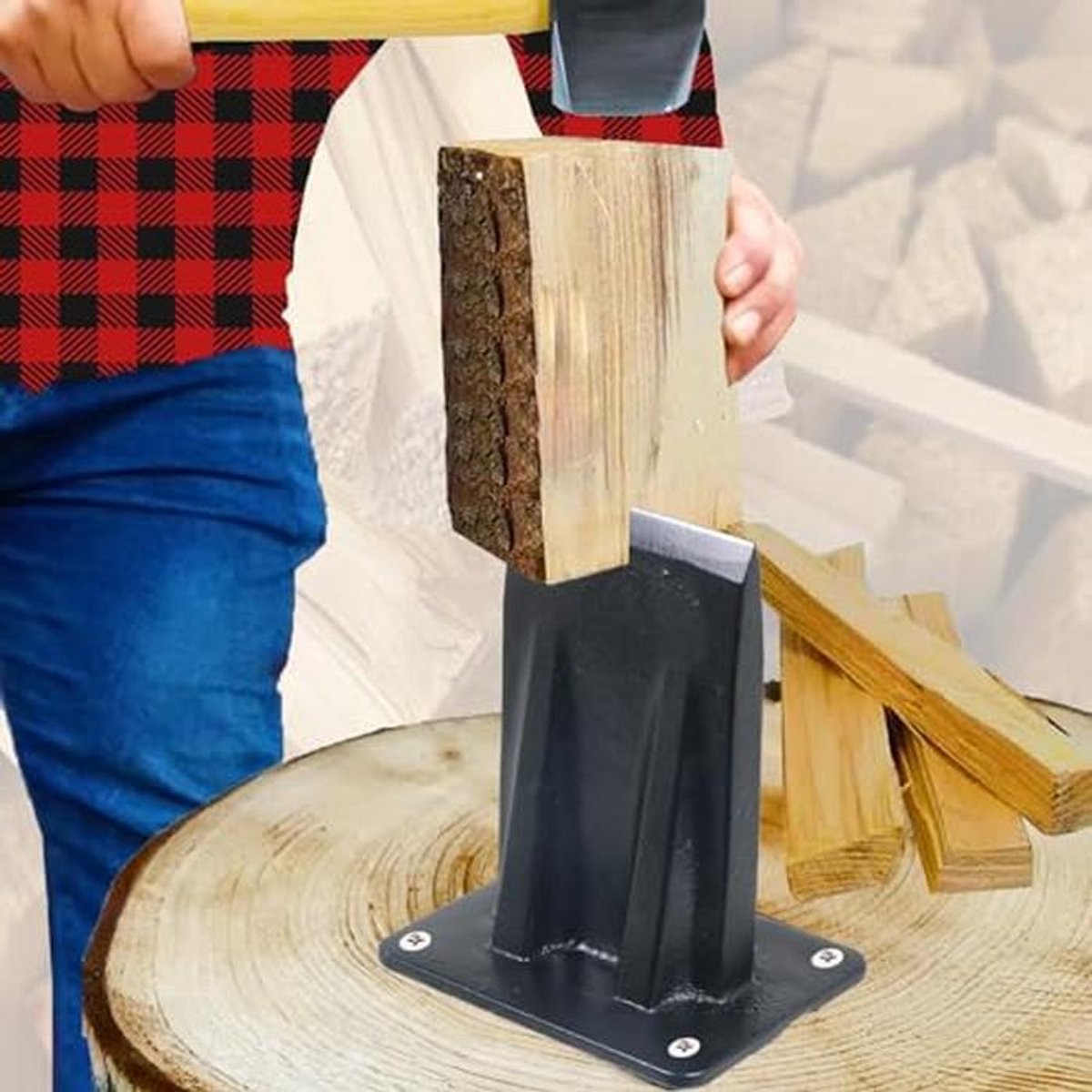 Hout Splitsen met Zware Houtkloofwig - Ideaal voor Aanmaakhout en Alle Houtsoorten