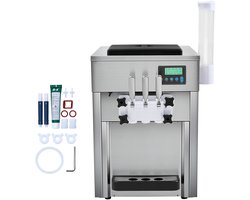Commerciële Ijsmachine van , 21 Qt/H Vermogen, 1800W, 3 Smaken, Aanrecht, 2 X 4l Container, 2 X 1,8l Cilinder, Lcd-Scherm, Automatische Reiniging, voorkoeling
