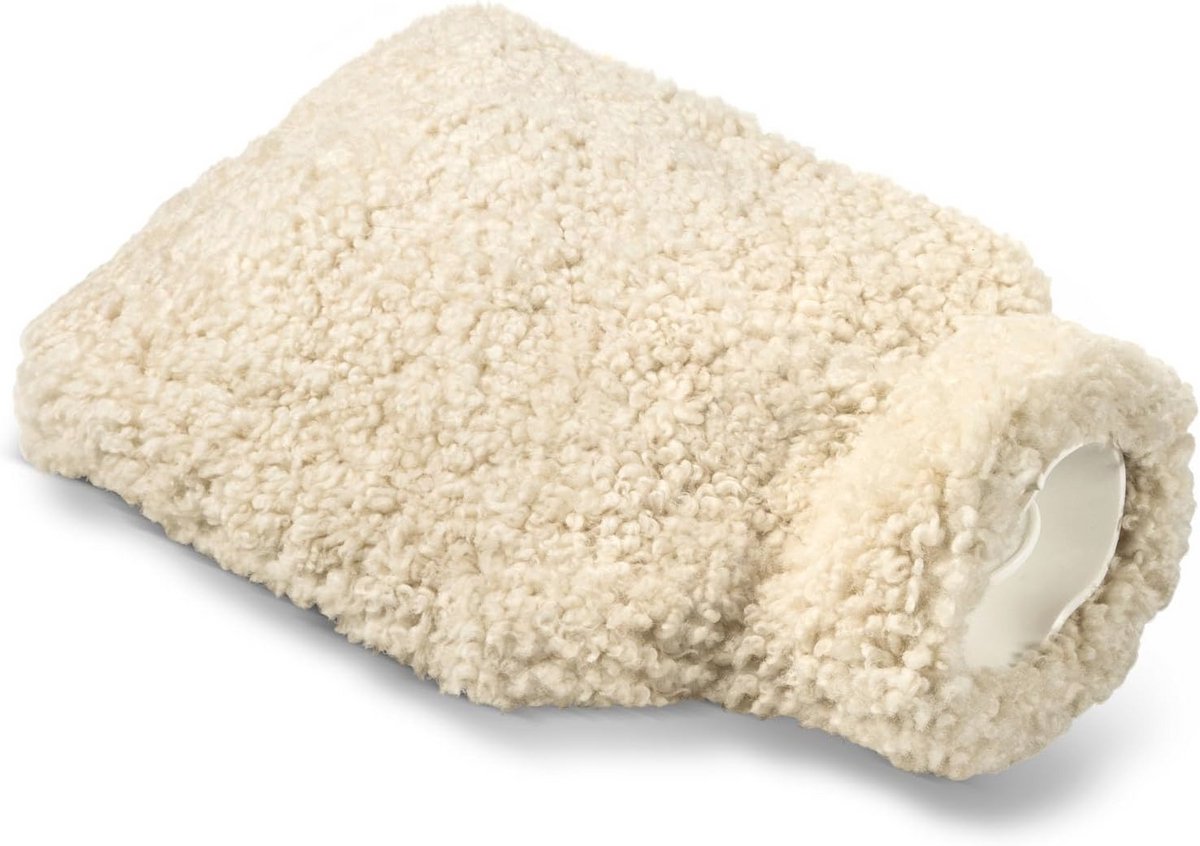Grote warmwaterkruik met lamsvacht bekleding voor optimale warmte