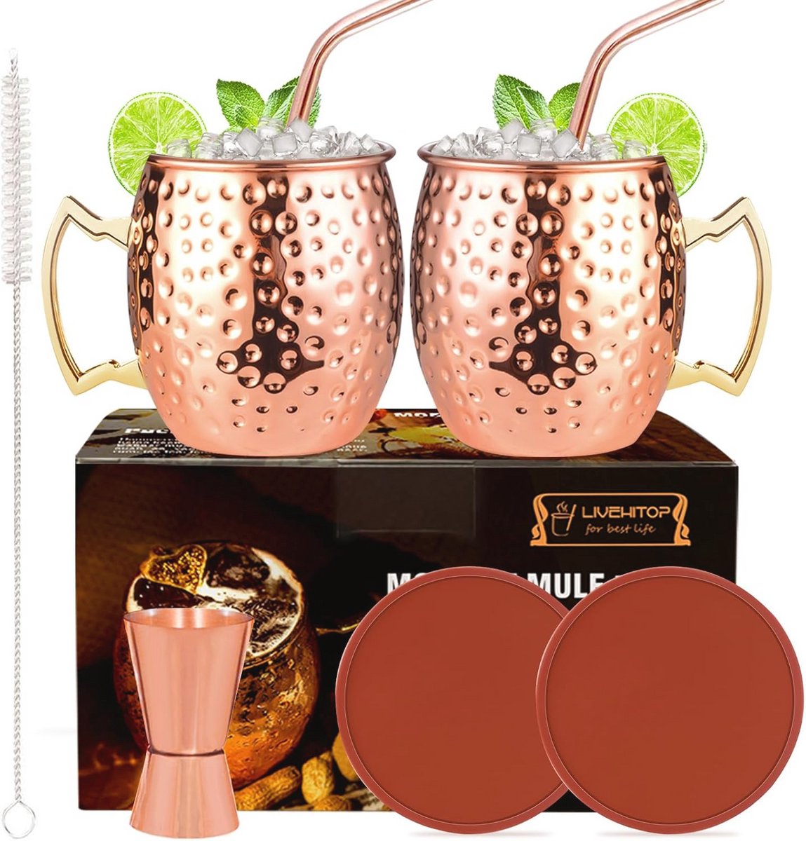 Moscow Mule Koperen Mok Set van 2 - Perfect voor Cocktails en Drankjes