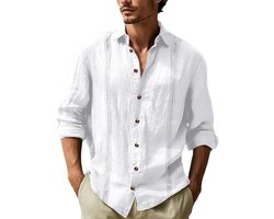 Herenoverhemden met lange mouwen van katoen en linnen voor casual en vakantie gebruik