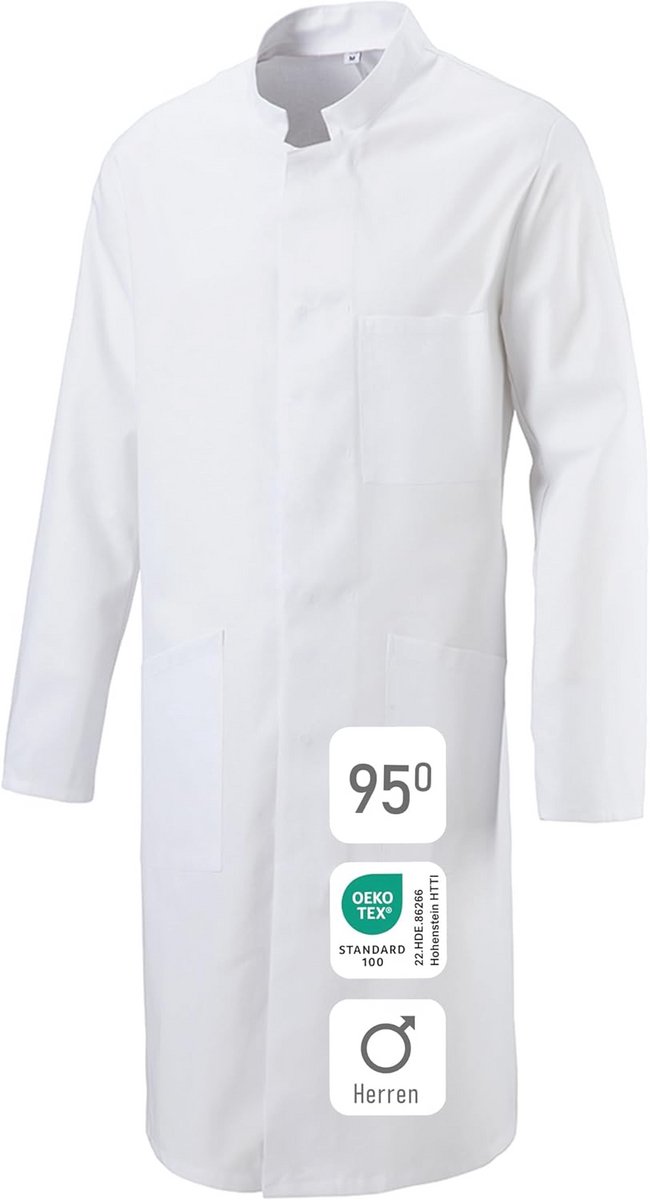 Heren doktersjas laboratoriumjas werkjas medisch apotheek kleur wit maat XL