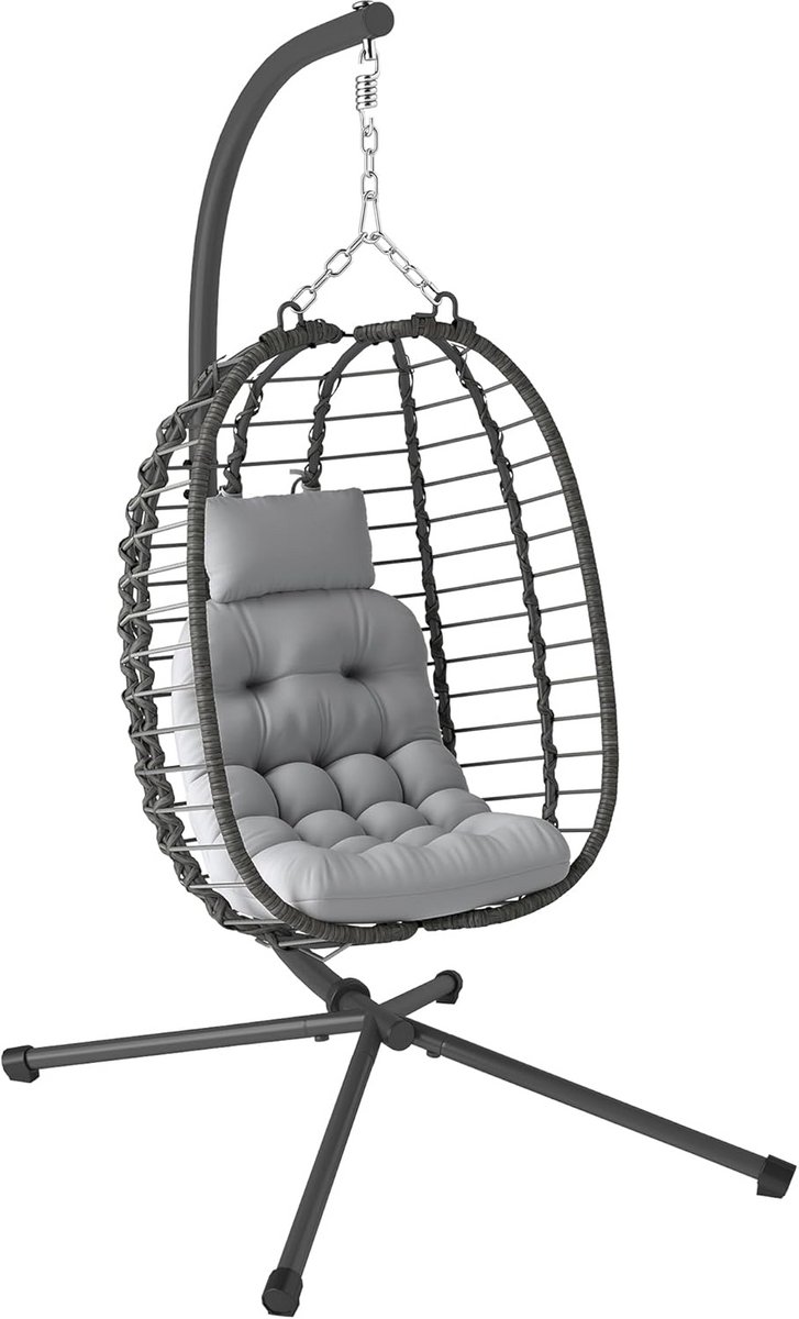 Opvouwbare hangstoel van polyrotan met houder, verstelbaar en comfortabel voor binnen en buiten