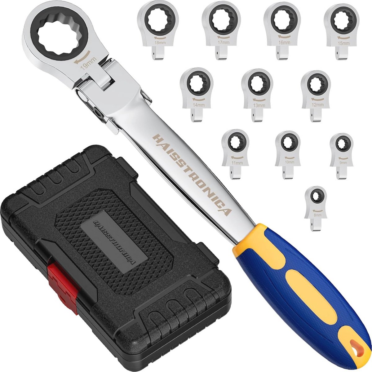 Quick-Change Ratelsleutel Gereedschapsset - 12-in-1 Flex Head met 72-tandwielen voor Auto, Meubels en Machines