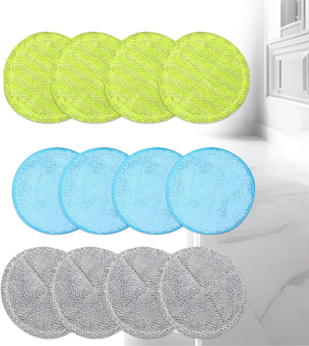 Microvezel Moppads 12 Stuks - 16 Cm Vervangende Dweilpads voor Elektrische Mop