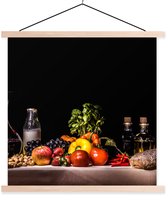 Porte-affiche avec affiche - Affiche scolaire - Nature morte - Nourriture - Boisson - Fruit - Zwart - 90x90 cm - Lattes vierges