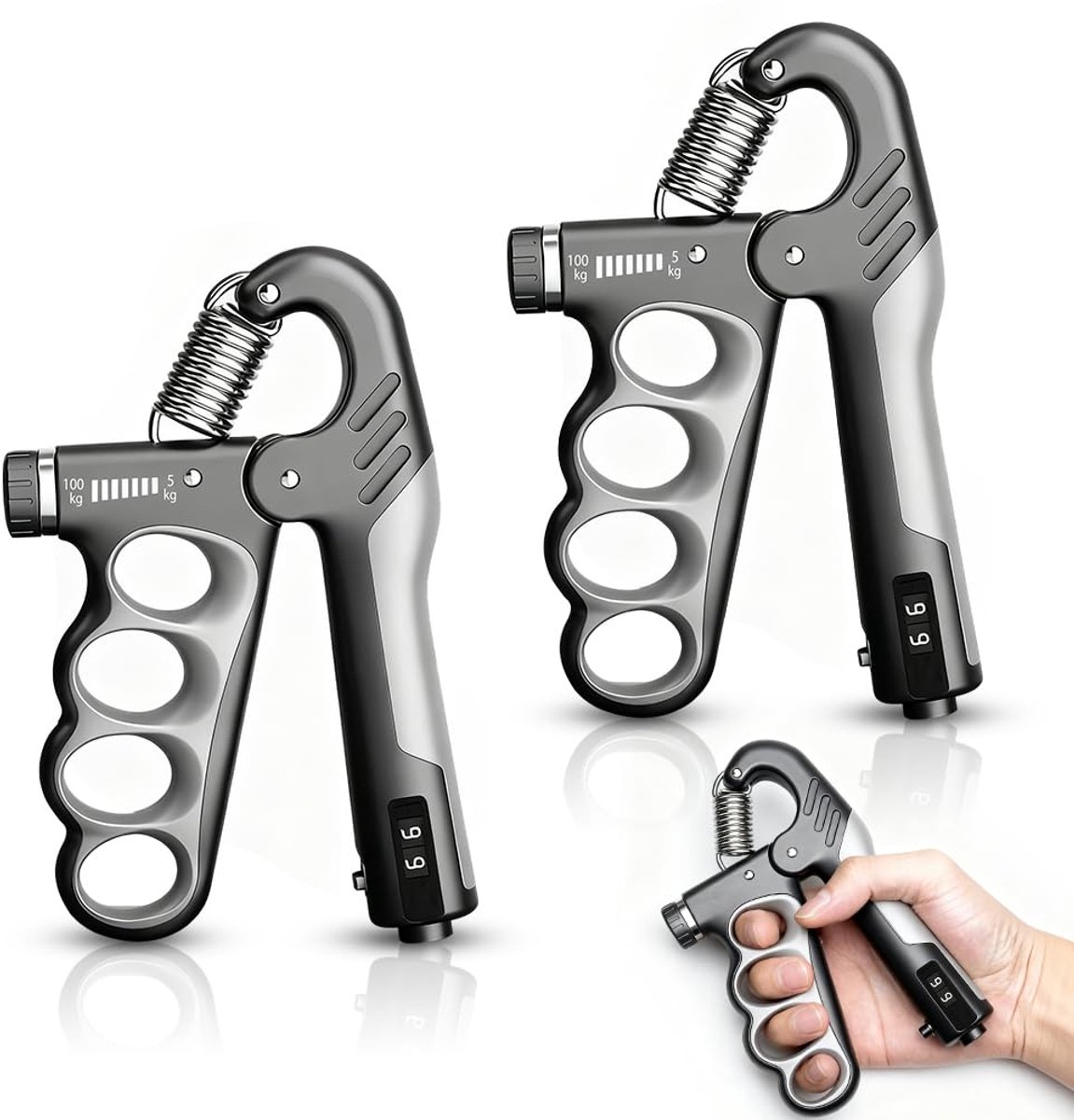 IMPERATORIS® Handknijper - Handtrainer - Knijphalter - Verstelbare Weerstand - Voor Fitness en Revalidatie - Onderarm Trainer - Anti-slip