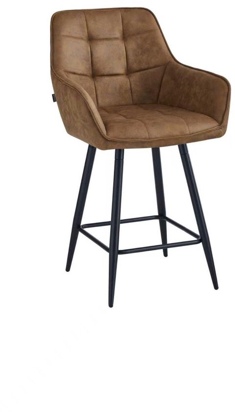 Colenis® - New York Tabouret de Bar - Set Van 2 - Cognac - Tissu Microfiber - Microvezel - Industriel - Tabouret de Bar