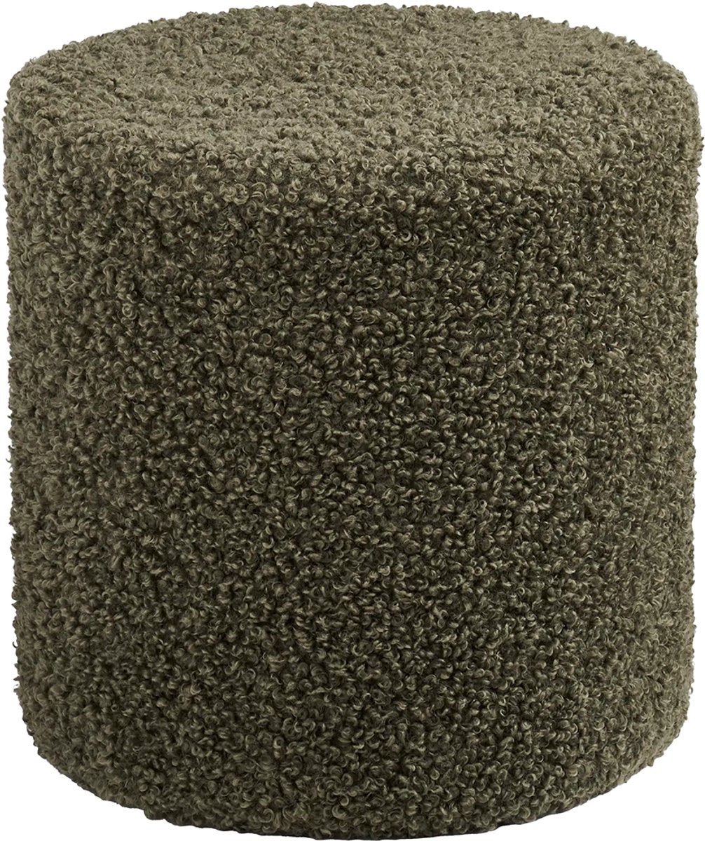 Artichok Jip Poef Groen - Bouclé - Ronde Poef - Voetenbankje - Ronde Bijzettafel - Ø 34 x 36 cm