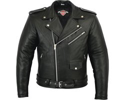 Motorcycle jacket brando perfect men's leather with armour - Genuine CE armoured (EN 1621-1) - Winter or Summer - Texpeed - Black - All sizes