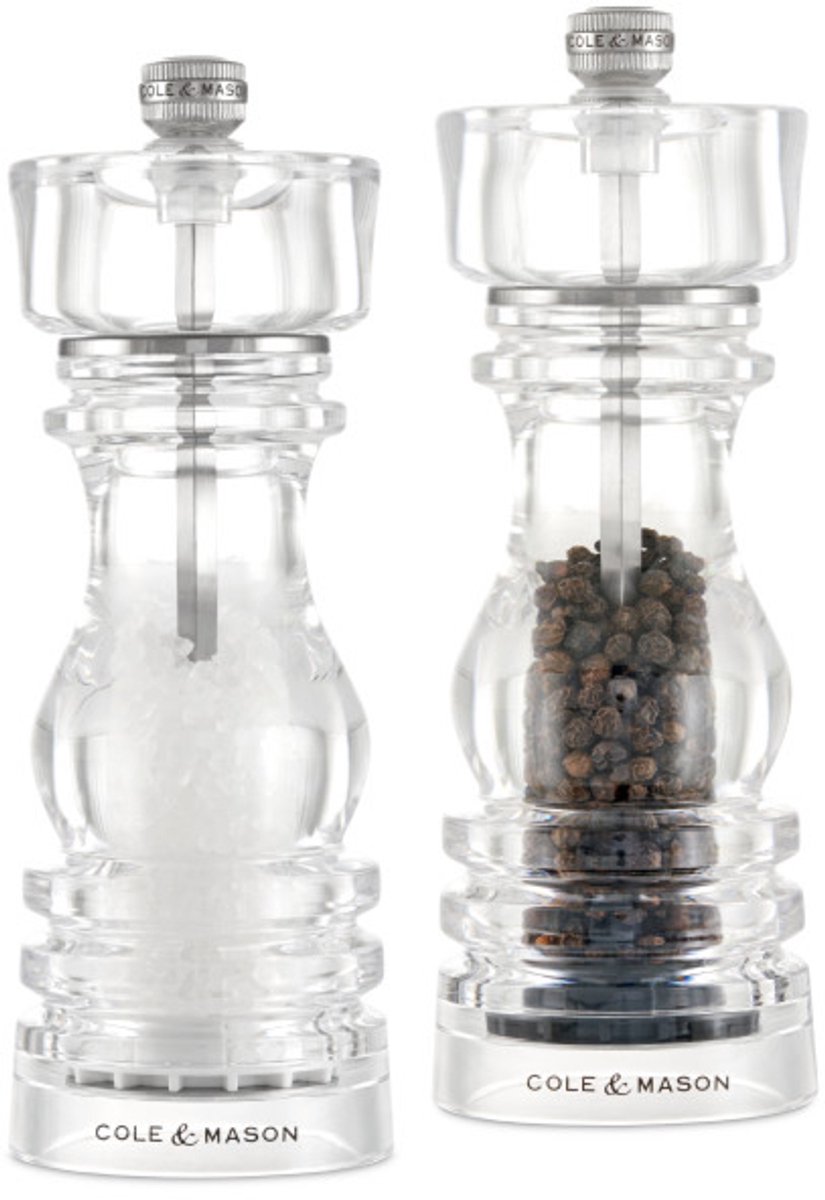 Cole & Mason London Peper- en Zoutmolen Gift Set – 18 cm – Transparant Acryl – Precision Maalwerk