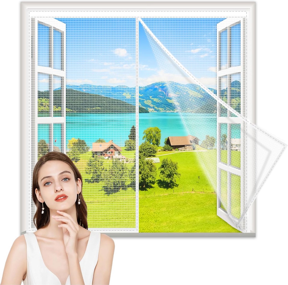 Magnetische Hor voor Deur Wit 175x140cm - Eenvoudig te Installeren Vliegenhor voor Balkon en Schuifdeuren