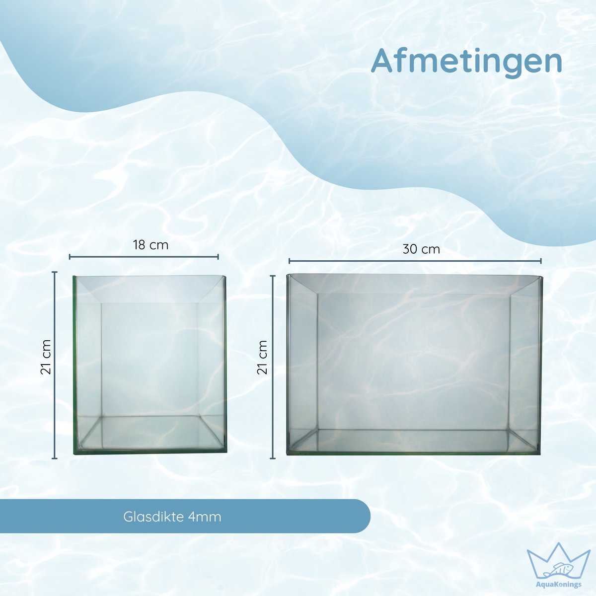 AquaKonings Aquarium 30x18x21cm - 11L met afgeronde hoeken thumbnail 5