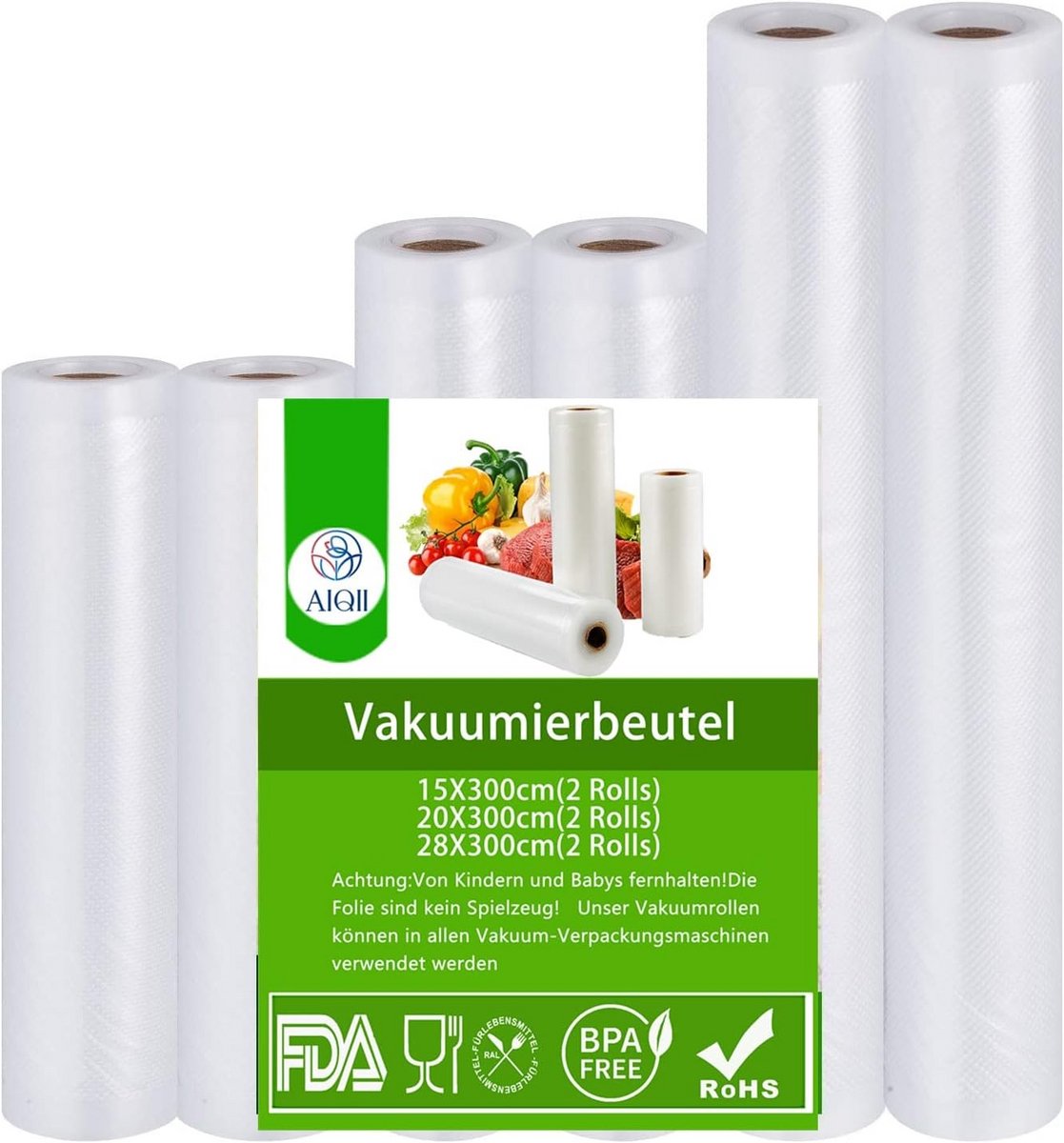 Vacuümrollen set 6 folierollen 15 cm, 20 cm en 28 cm voor vacuümverpakking