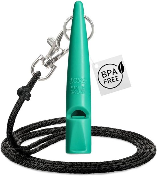 ACME Hondenfluitje nr. 210,5 (update 2023) met gratis pijpenband in mat zwart, alfa, ideaal voor terugroepen, groot bereik, frequentiegestandaardiseerd (turquiose