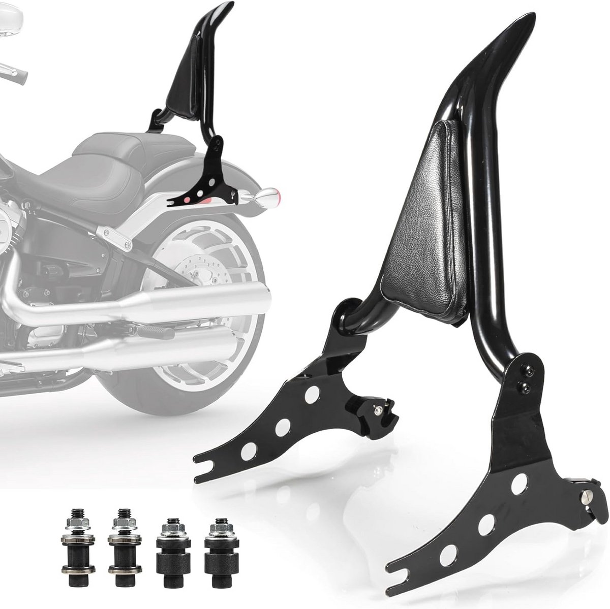 Afneembare Sissy Bar Rugleuning voor Cruisers met Verstelbaar Zitkussen en Opvouwbaar Ontwerp