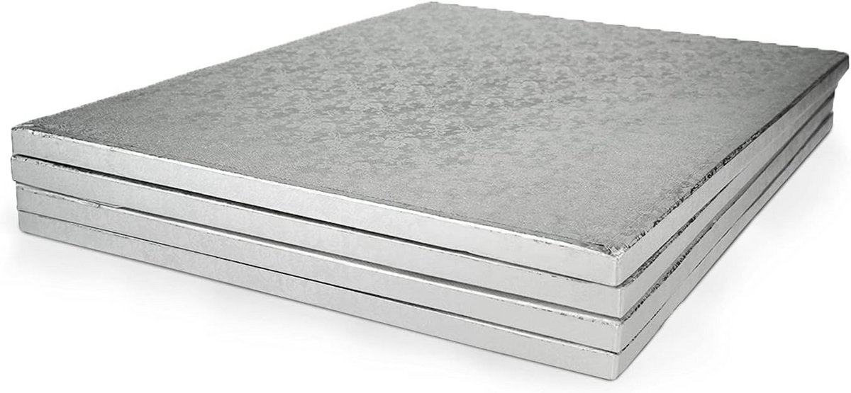 Cake Drum 30x30 cm - 12 mm Dik - Zilver - Taartonderlegger - Set van 5