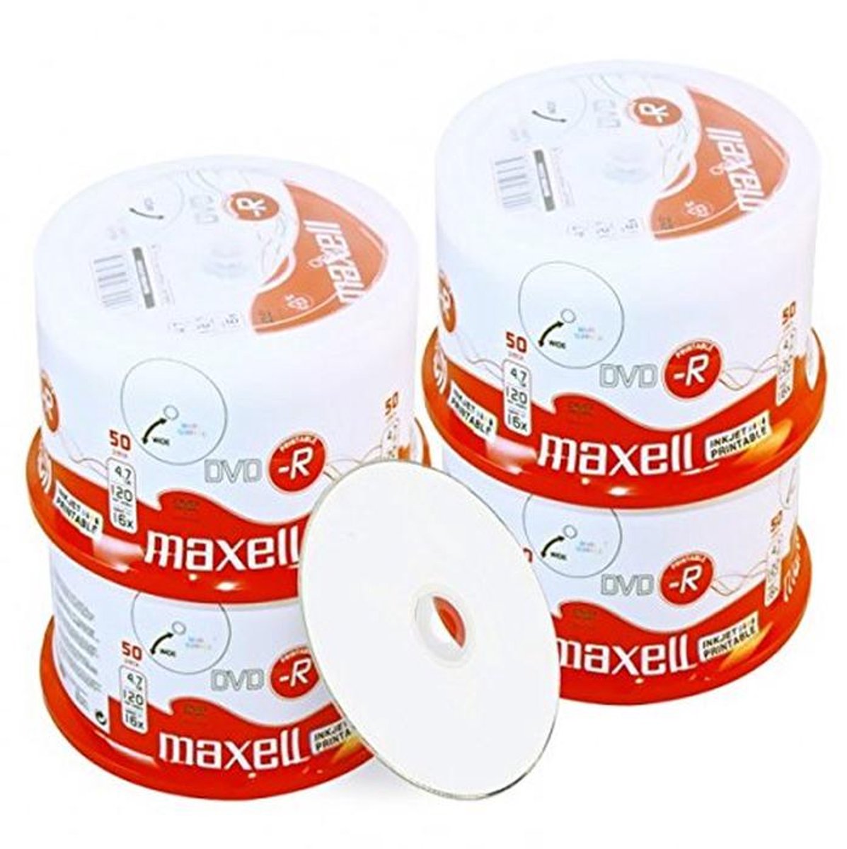 DVD-R 4.7 GB / 120 min, 16x, full printable, 200 stuks in cakebox