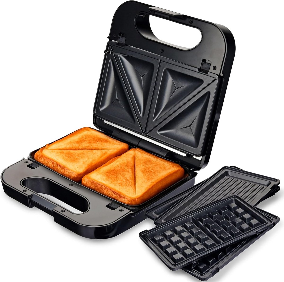Sandwich Toaster met Verwisselbare Platen, Antislip, 850W en Koel Aanvoel