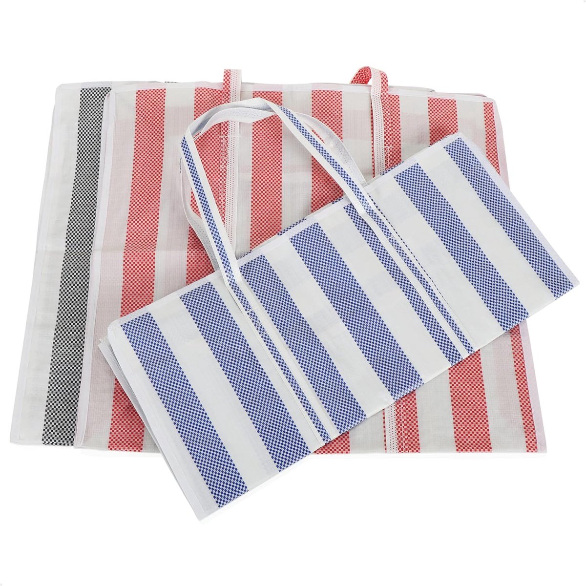 Candala 3x boodschappentas Jumbo - plastic tassen gestreept - XL boods