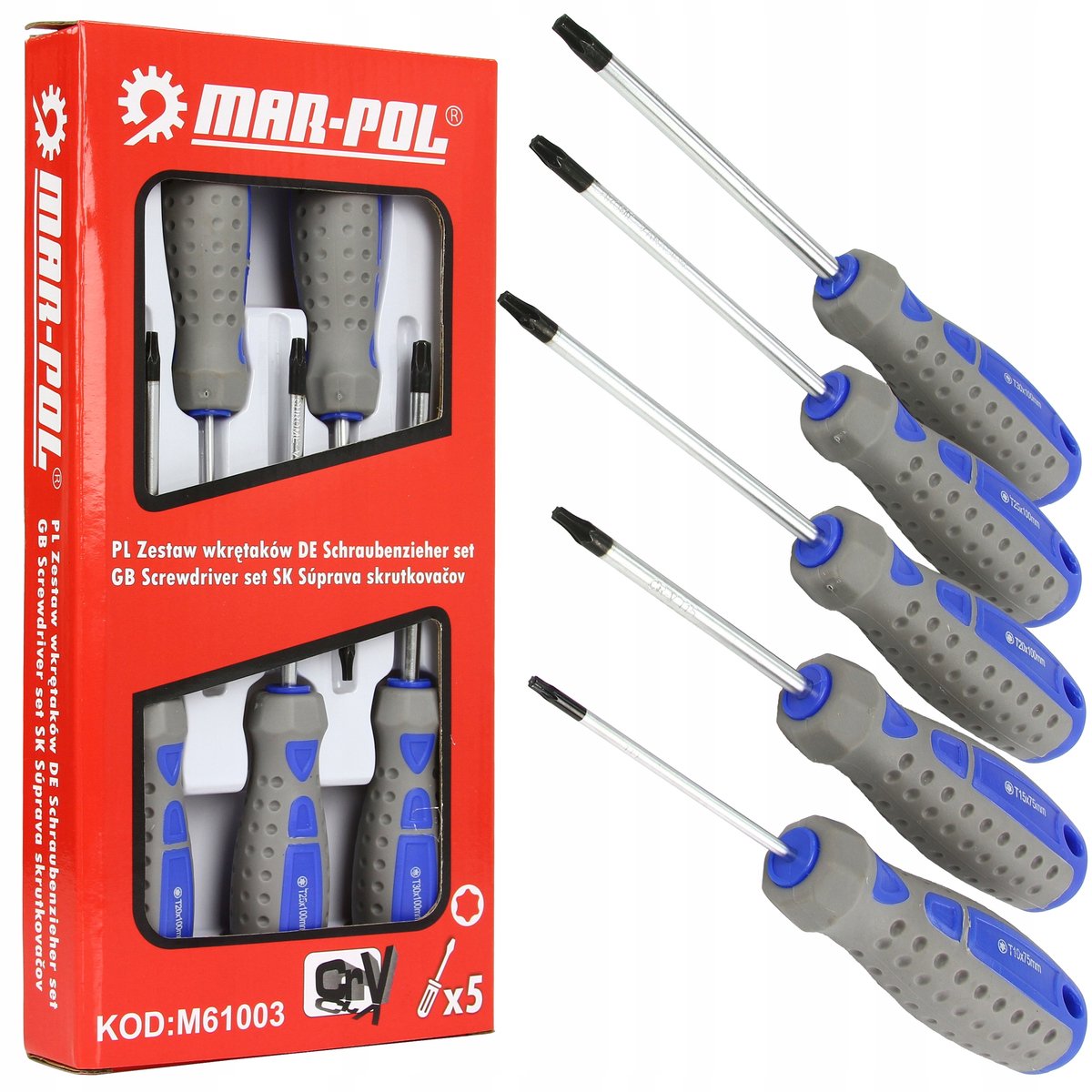 5-delige Torx-schroevendraaierset - Sterk gemagnetiseerd CrV-staal