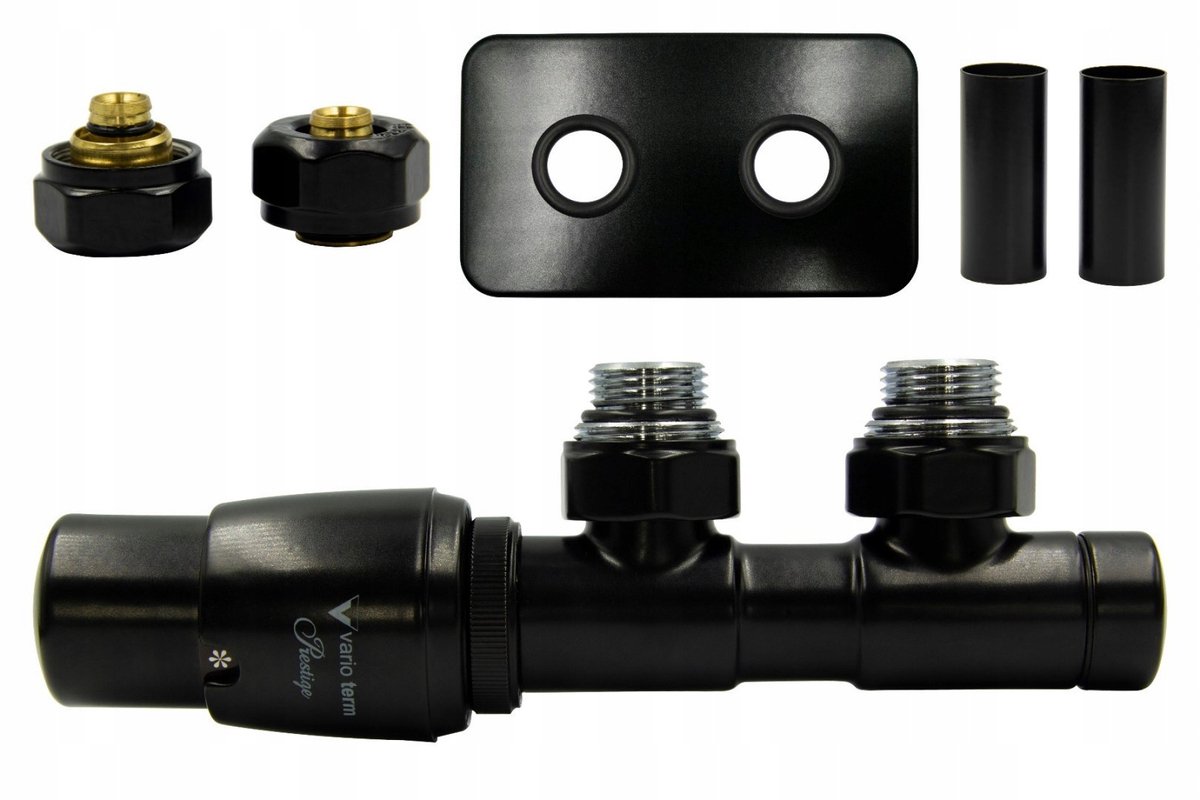 Vario-Term TWINS Thermostatische Klep Zwart Mat Links Pex AiO 50mm