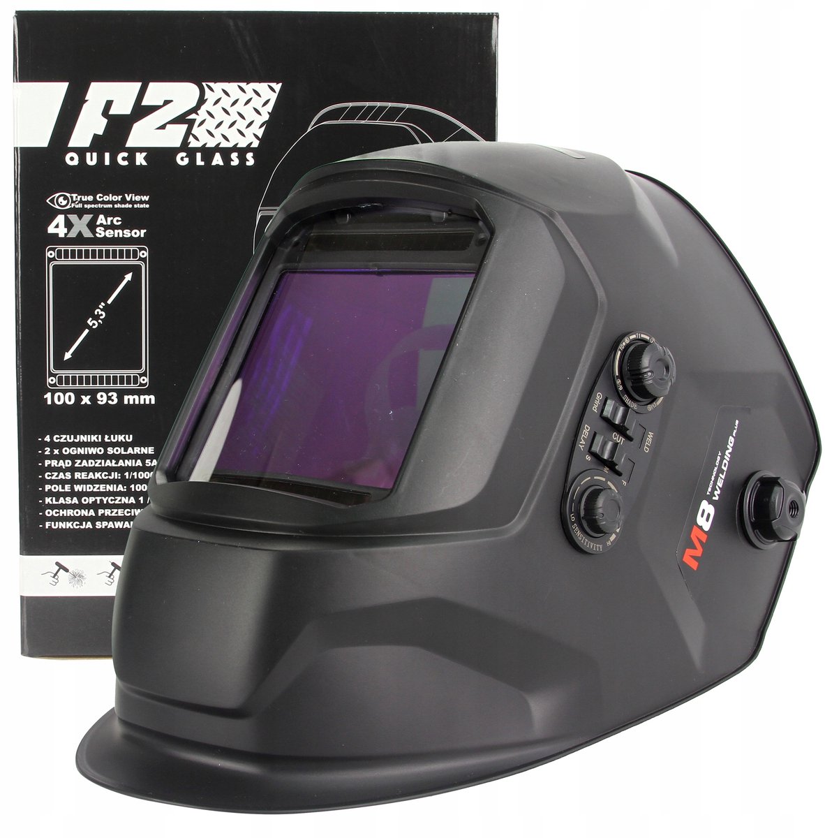 Merkloos Automatische laserhelm met zelfdonkerend filter, ras gezichtsveld