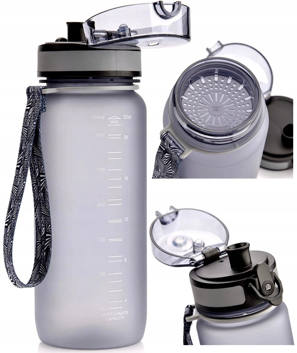 Meteor Sport Bidon 650ml Grijs Tritan BPA-vrij - Ideaal voor School & Sport