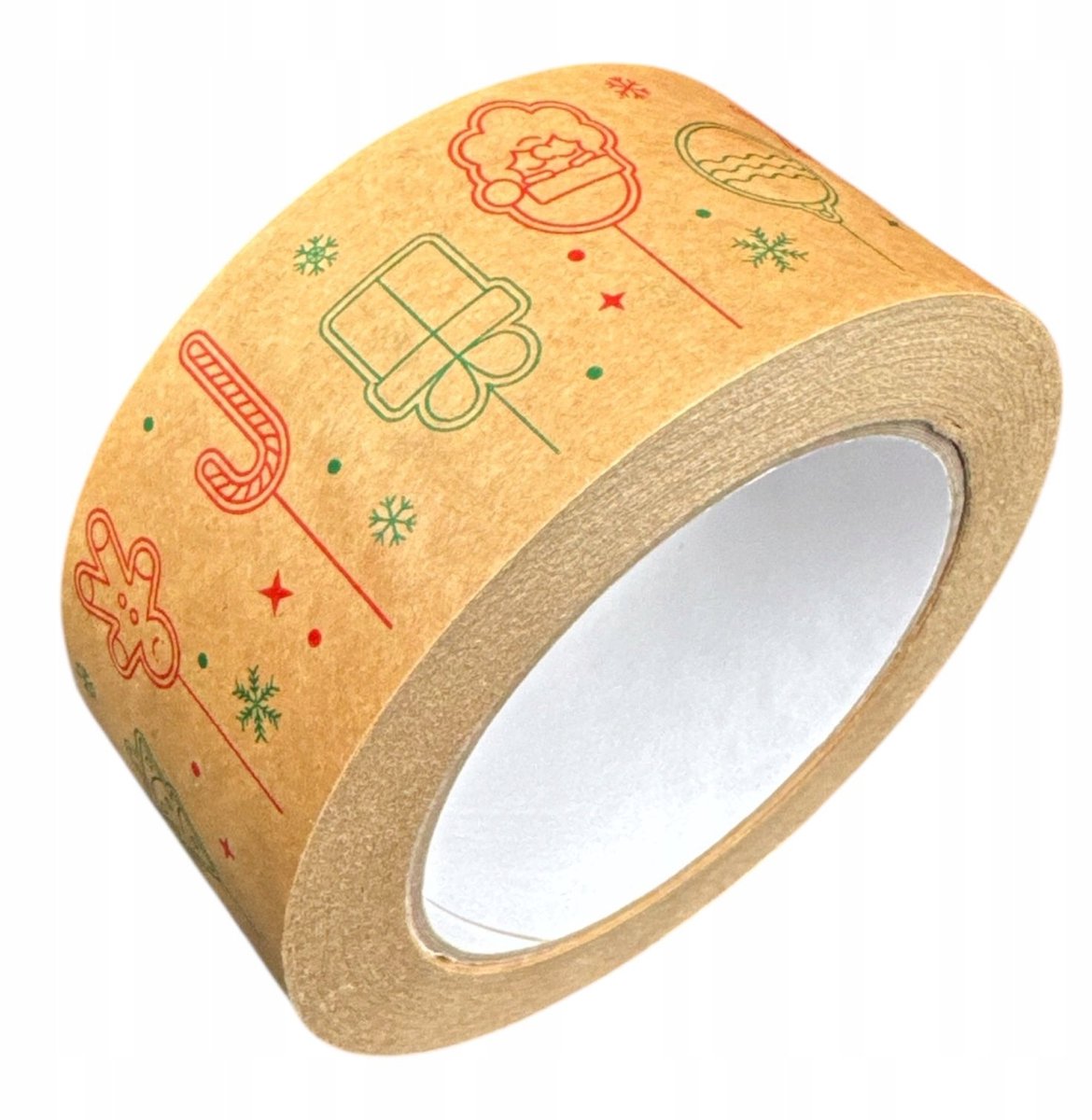 Papieren Kerst Inpaktape 48mm x 50m - Hotmelt - Feestelijk Design