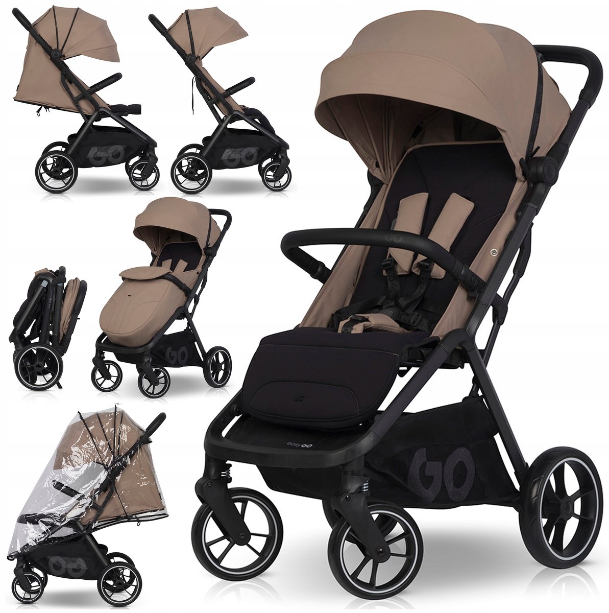 EasyGo Zoya kinderwagen: licht van gewicht, 0-22kg, grote wielen, accessoires