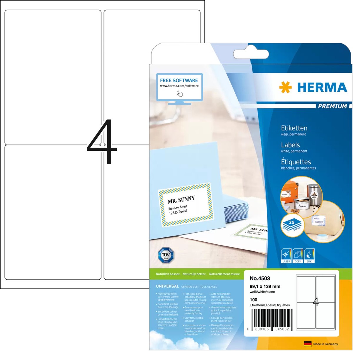 HERMA 4503 adreslabels Wit