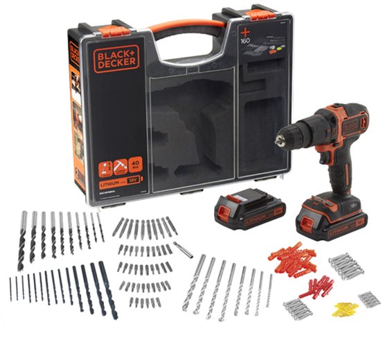 BLACK+DECKER BDCHD18BOA-QW Schroef- en klopboormachine - 18V - incl. 2 accu's...