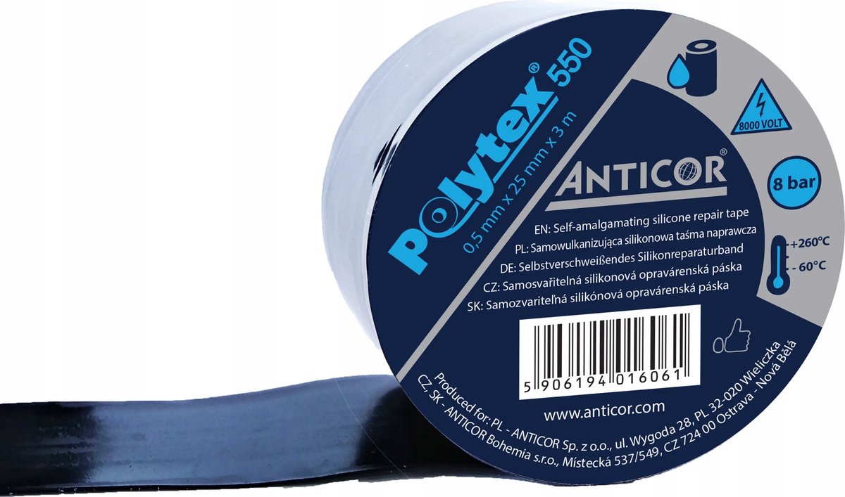 Polytex 550 Zelfvulkaniserende Siliconen Reparatietape 25x3m